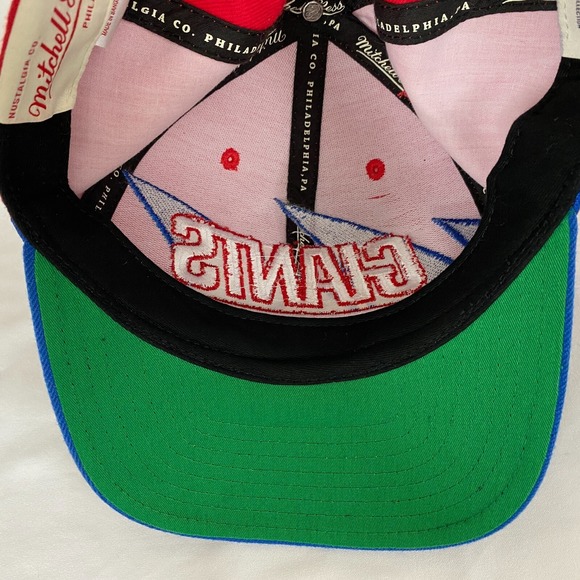 New York Giants Hat Cap Mens Red Blue‎ Sharktooth Snapback NFL Mitchell & Ness - Picture 9 of 12